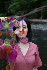Portrait of woman with decorations