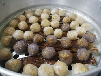 High angle view of fruits in container