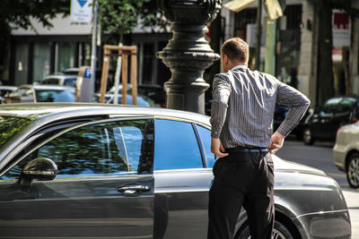 Woman on city street