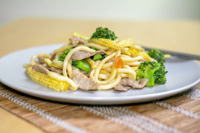 Close-up of food served in plate