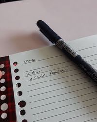 High angle view of pen on table