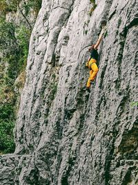 Shadow of person on rock