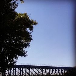 Suspension bridge against blue sky