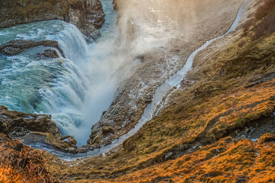 Scenic view of waterfall