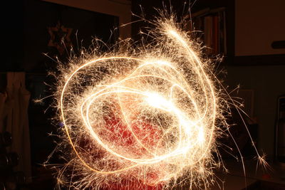 Firework display at night