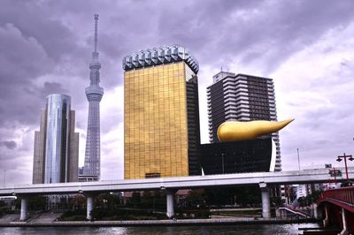 Modern buildings against sky in city