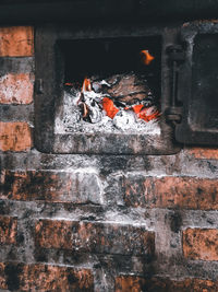 View of fire on wall