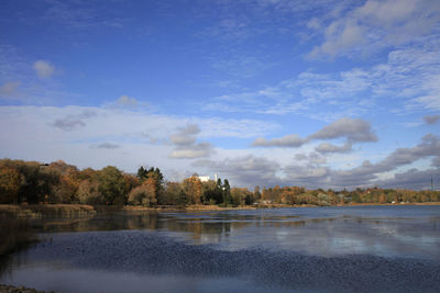 Scenic view of lake against sky