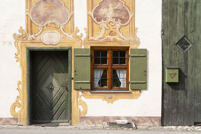 Closed door of building