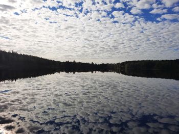 Scenic view of lake against sky during winter