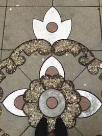 High angle view of floral pattern on wall