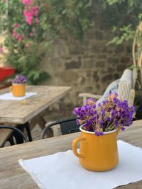 Close-up of potted plant on table in alacati 