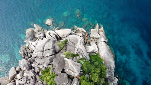 Scenic view of sea against blue sky