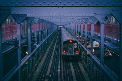 High angle view of railroad station platform