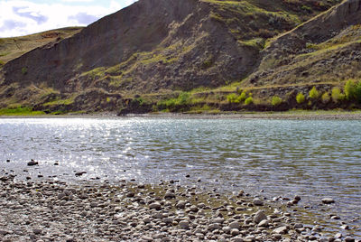 Scenic view of lake and mountains