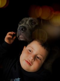 Portrait of cute boy and his dog 