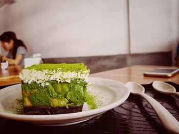 Close-up of food served in plate