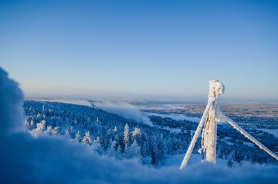 Scenic view of snow covered landscape against sky