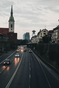 High angle view of city street