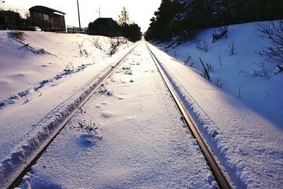 Railroad tracks on road