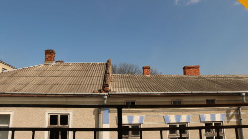 Low angle view of building against clear sky