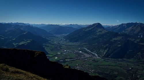 Scenic view of mountains against clear sky