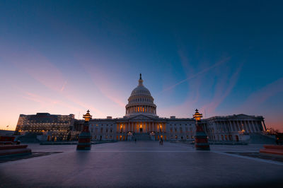 Historic building against sky at dusk