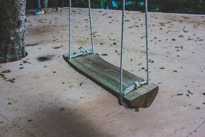 High angle view of swing on playground