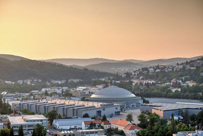 High angle view of townscape against sky