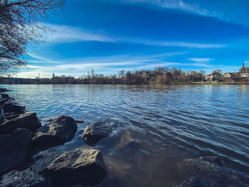 Scenic view of lake against sky