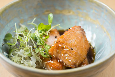 Close-up of meal served in plate