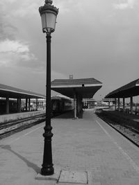 Railroad station platform against sky