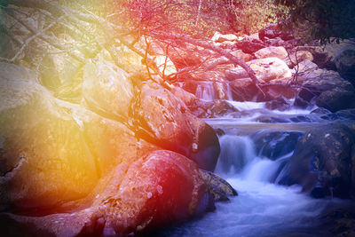 Scenic view of waterfall