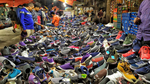 High angle view of people at market stall