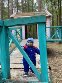 Portrait of boy playing in playground