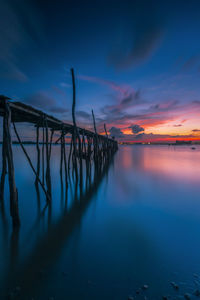 Scenic view of sea against sky at sunset