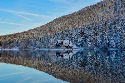 Scenic view of lake against sky