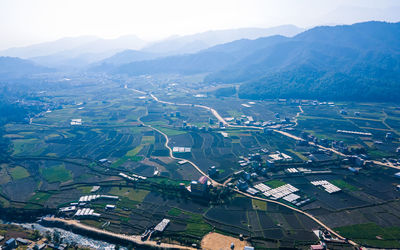 High angle view of landscape against sky