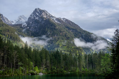 Scenic view of mountains against cloudy sky