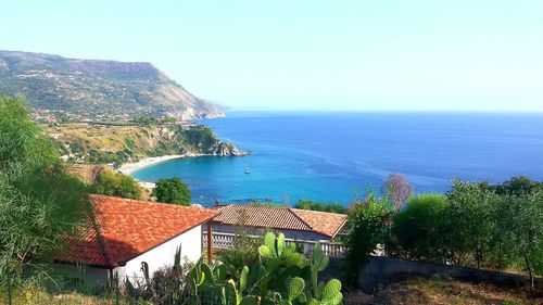 Scenic view of sea against clear sky