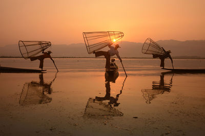 Scenic view of sea at sunset