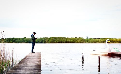 Wooden pier on lake