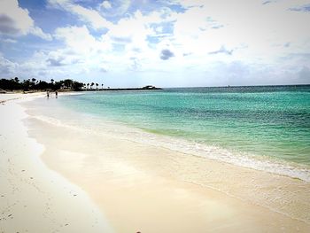 Scenic view of beach against sky