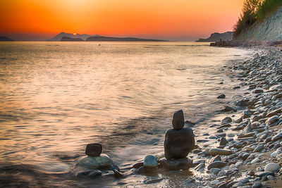 Scenic view of sea during sunset