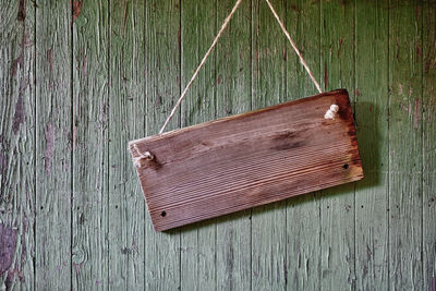 High angle view of old wooden fence