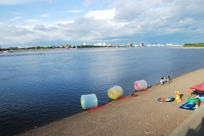 High angle view of beach against sky