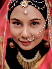 Portrait of a beautiful woman in traditional indian sari