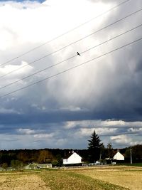 Scenic view of landscape against storm clouds