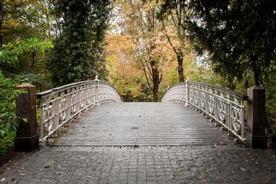 Empty footbridge in park during autumn