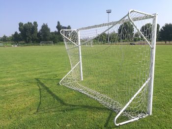 View of soccer field against sky